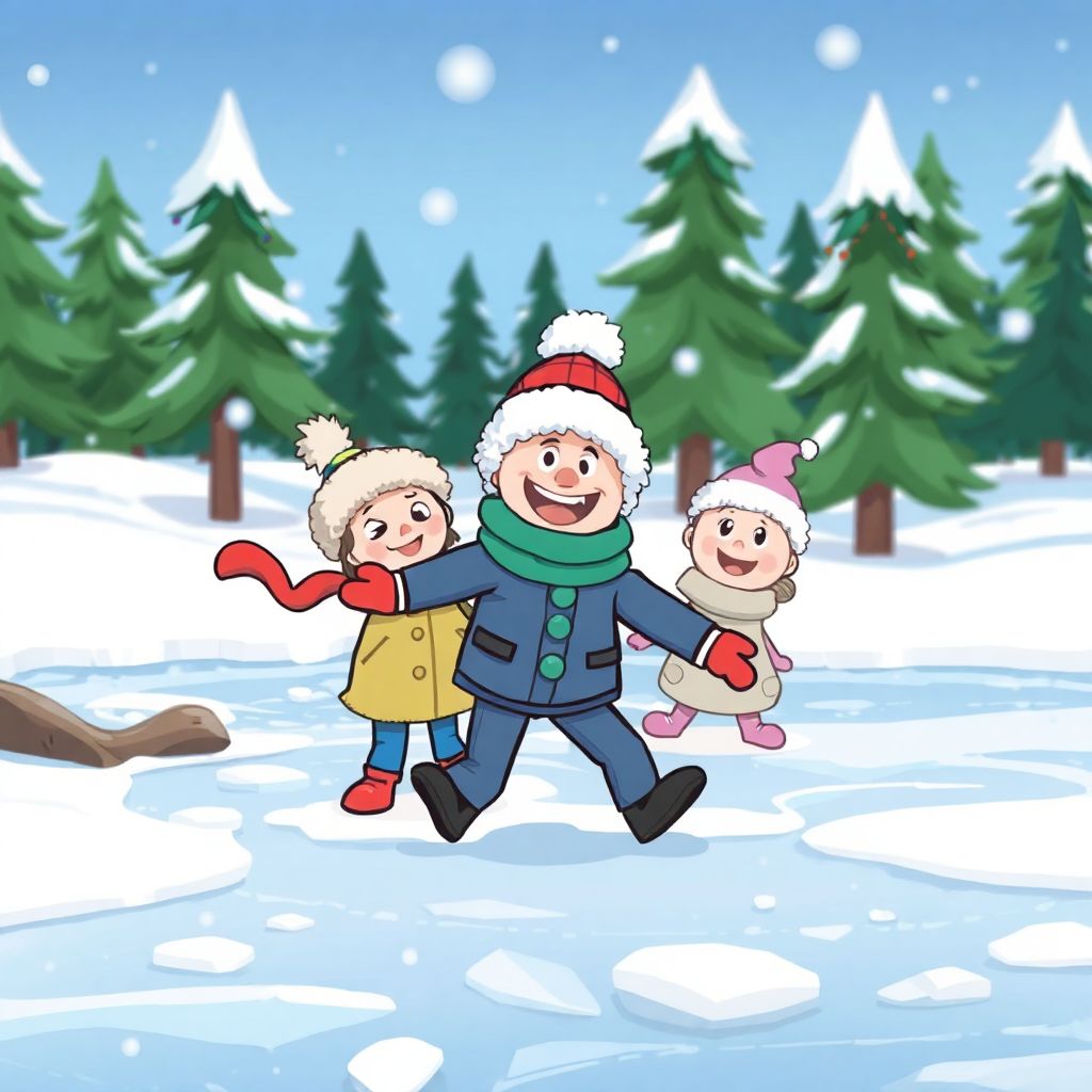 Snowy Adventures on Ice Skating Day